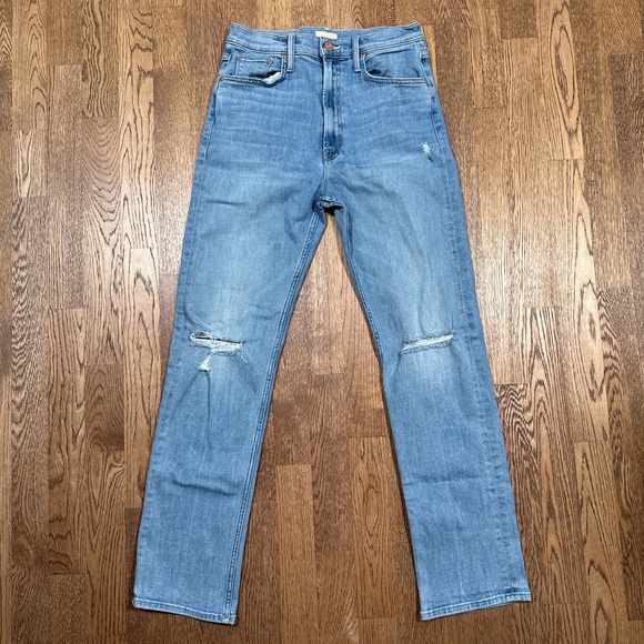 Mother High Waisted Rider Skimp Dreamer Distressed Straight Jeans Womens 28 - Picture 1 of 13